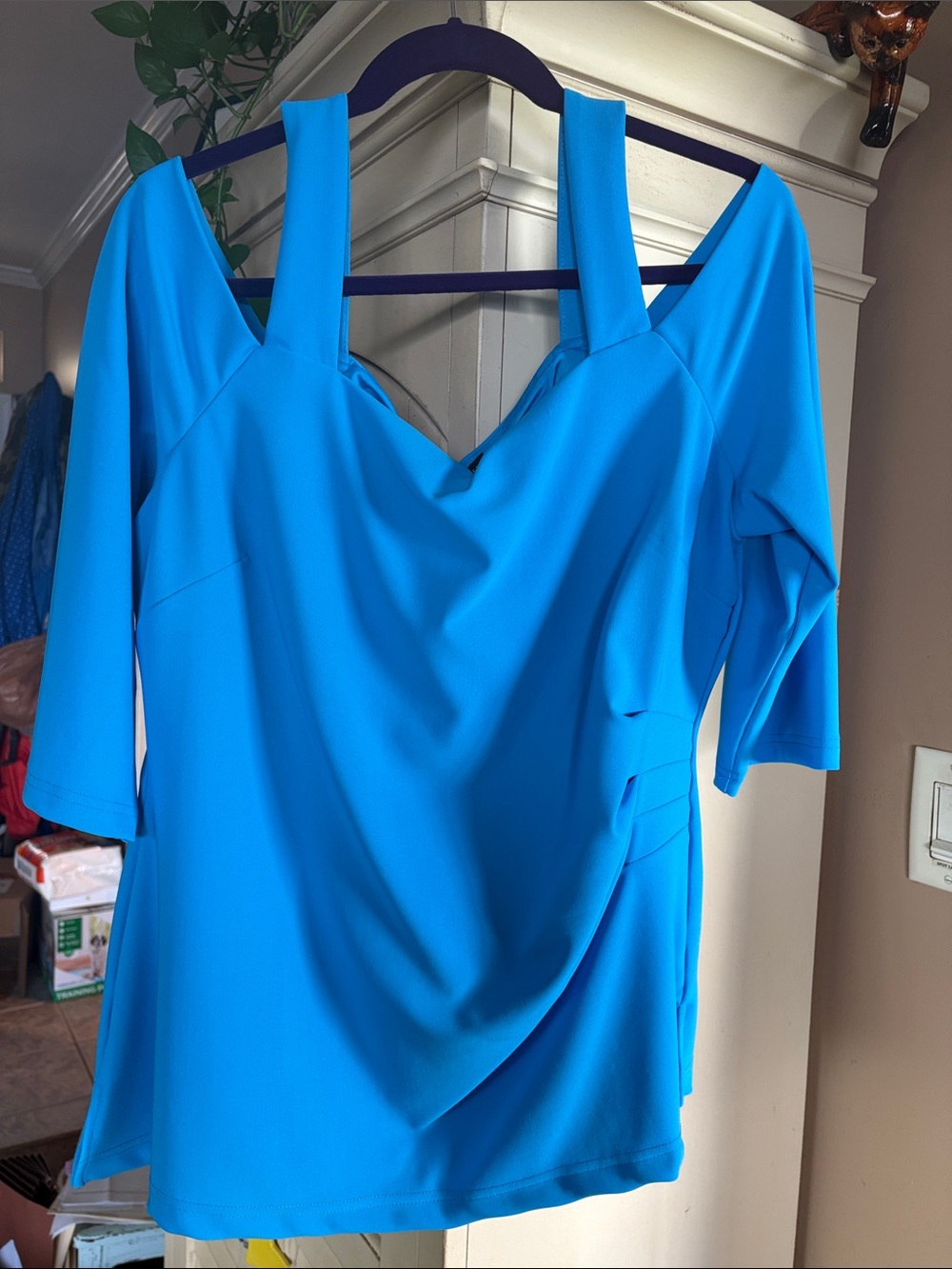 New Without Tags Beyond Travel Boston Proper Cool Blue Cold-Shoulder Tunic
